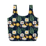 Flower Grey Pattern Floral Full Print Recycle Bag (M) Back