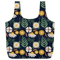 Flower Grey Pattern Floral Full Print Recycle Bag (xl)