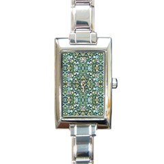 Stones Ornament Mosaic Print Pattern Rectangle Italian Charm Watch by dflcprintsclothing