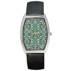 Stones Ornament Mosaic Print Pattern Barrel Style Metal Watch by dflcprintsclothing