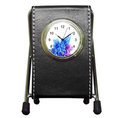 Abstract smoke Pen Holder Desk Clock