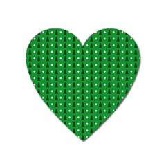 Green Christmas Tree Pattern Background Heart Magnet by Amaryn4rt