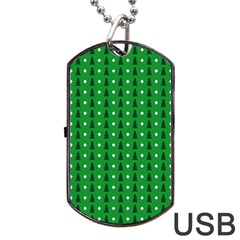 Green Christmas Tree Pattern Background Dog Tag Usb Flash (one Side) by Amaryn4rt