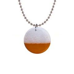 Beer Foam Bubbles Alcohol  Glass 1  Button Necklace by Amaryn4rt