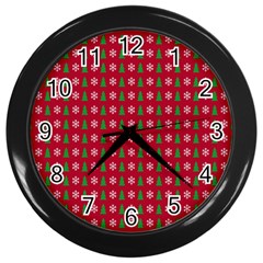 Snowflake Christmas Tree Pattern Wall Clock (black) by Amaryn4rt