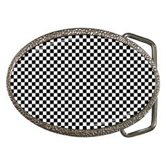 Black And White Checkerboard Background Board Checker Belt Buckles by Amaryn4rt