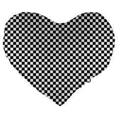 Black And White Checkerboard Background Board Checker Large 19  Premium Flano Heart Shape Cushions by Amaryn4rt