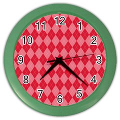 Red Diamonds Color Wall Clock by ArtsyWishy