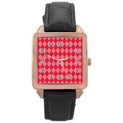 Red Diamonds Rose Gold Leather Watch  by ArtsyWishy