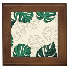 Green Monstera Leaf Illustrations Framed Tile