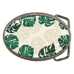 Green Monstera Leaf Illustrations Belt Buckles