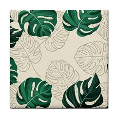 Green Monstera Leaf Illustrations Face Towel by HermanTelo