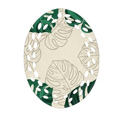 Green Monstera Leaf Illustrations Ornament (oval Filigree) by HermanTelo