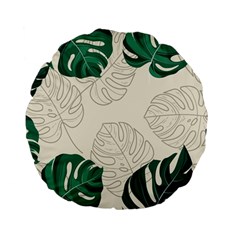 Green Monstera Leaf Illustrations Standard 15  Premium Flano Round Cushions