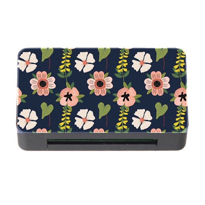 Flower White Grey Pattern Floral Memory Card Reader with CF