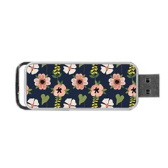 Flower White Grey Pattern Floral Portable Usb Flash (one Side)