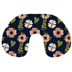 Flower White Grey Pattern Floral Travel Neck Pillow