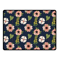 Flower White Grey Pattern Floral Double Sided Fleece Blanket (small) 