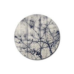 Black And White Botanical Motif Artwork 2 Rubber Coaster (Round) 