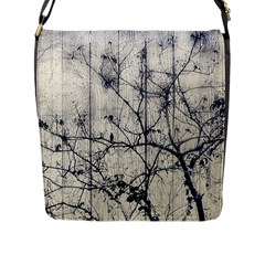 Black And White Botanical Motif Artwork 2 Flap Closure Messenger Bag (L)