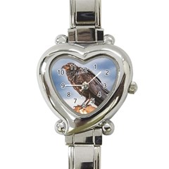 Black Crow Standing At Rock Heart Italian Charm Watch by dflcprintsclothing