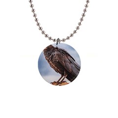 Black Crow Standing At Rock 1  Button Necklace by dflcprintsclothing