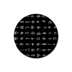 Electrical Symbols Callgraphy Short Run Inverted Rubber Coaster (round)  by WetdryvacsLair