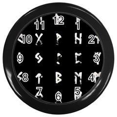 Elder Futhark Rune Set Collected Inverted Wall Clock (black) by WetdryvacsLair