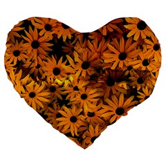 Rudbeckias  Large 19  Premium Heart Shape Cushions by Sobalvarro