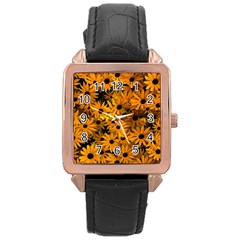 Rudbeckias  Rose Gold Leather Watch  by Sobalvarro