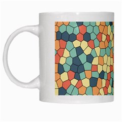 Mosaic Print Yellow White Mugs by designsbymallika