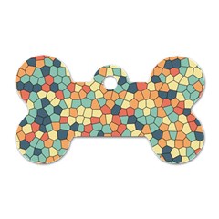Mosaic Print Yellow Dog Tag Bone (one Side) by designsbymallika