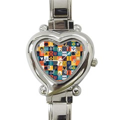 Tribal Love Pattern Heart Italian Charm Watch by designsbymallika