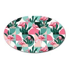 Beautiful Flamingo Pattern Oval Magnet by designsbymallika