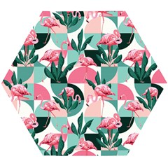 Beautiful Flamingo Pattern Wooden Puzzle Hexagon by designsbymallika