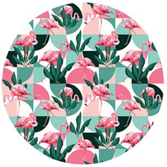 Beautiful Flamingo Pattern Wooden Bottle Opener (round) by designsbymallika
