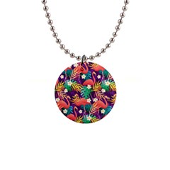 Flamingo Love 1  Button Necklace by designsbymallika