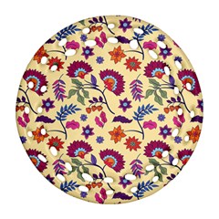 Pretty Ethnic Flowers Round Filigree Ornament (two Sides) by designsbymallika