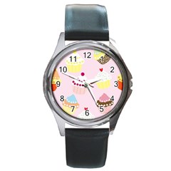 Cupcakes Round Metal Watch by beyondimagination