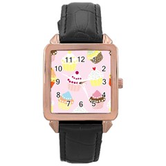 Cupcakes Rose Gold Leather Watch  by beyondimagination