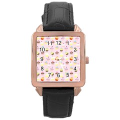 Cupcakes Festival Pattern Rose Gold Leather Watch  by beyondimagination