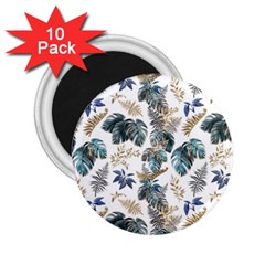 Blue Metallic Leaves Pattern 2 25  Magnets (10 Pack)  by designsbymallika