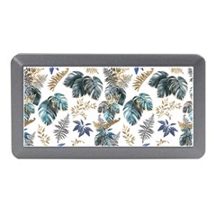 Blue Metallic Leaves Pattern Memory Card Reader (mini) by designsbymallika