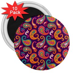 Paisley Purple 3  Magnets (10 Pack)  by designsbymallika