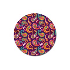 Paisley Purple Magnet 3  (round) by designsbymallika