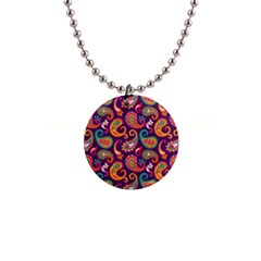 Paisley Purple 1  Button Necklace by designsbymallika