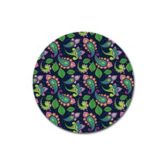 Paisley Green Print Magnet 3  (round)