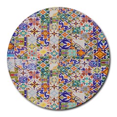 Mosaic Print Round Mousepads by designsbymallika