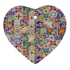 Mosaic Print Heart Ornament (two Sides) by designsbymallika