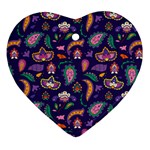 Paisley Print 2 Heart Ornament (Two Sides) Front